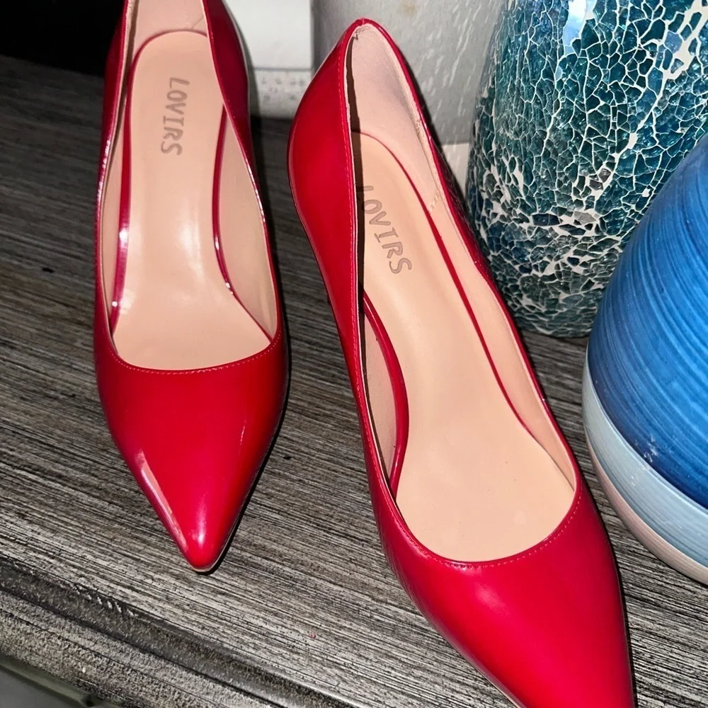 Lovirs Red Pointed-Toe Stiletto Heels